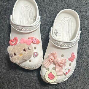 Kawaii Hello Kitty Plush Crocs Shoe Charms Y2K Fun Accessories 8PCS